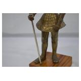 Brass Medieval Knight in Full Plate Armor with Halberd