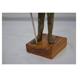 Brass Medieval Knight in Full Plate Armor with Halberd