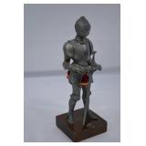 Vintage Cast Iron Medieval Knight in Suit of Armor Holding Sword