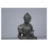Vintage Cast Iron Medieval Knight in Suit of Armor Holding Sword