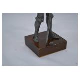 Vintage Cast Iron Medieval Knight in Suit of Armor Holding Sword