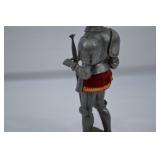 Vintage Cast Iron Medieval Knight in Suit of Armor Holding Sword