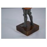 Vintage Cast Iron Medieval Knight in Suit of Armor Holding Sword