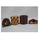 Lot of Wooden Vietnamese Coaster Set and Jewelry Boxes