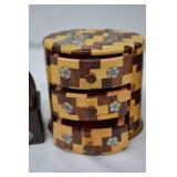 Lot of Wooden Vietnamese Coaster Set and Jewelry Boxes