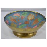 Vintage Enameled Brass Pedestal Bowl