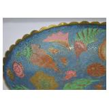 Vintage Enameled Brass Pedestal Bowl