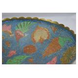 Vintage Enameled Brass Pedestal Bowl