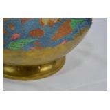Vintage Enameled Brass Pedestal Bowl