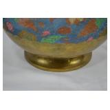 Vintage Enameled Brass Pedestal Bowl
