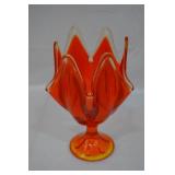 Vintage Viking Glass Amberina 6-Pedal Handkerchief Pedestal Vase