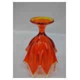 Vintage Viking Glass Amberina 6-Pedal Handkerchief Pedestal Vase