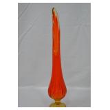 Vintage LE Smith Amberina Swung Glass Vase