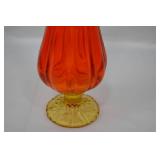 Vintage LE Smith Amberina Swung Glass Vase