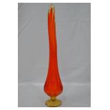 Vintage LE Smith Amberina Swung Glass Vase