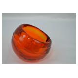 Vintage Mid-Century Modern Viking Glass Persimmon Orb Ashtray