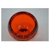 Vintage Mid-Century Modern Viking Glass Persimmon Orb Ashtray