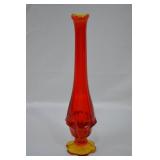Vintage Fenton Glass Valencia Amberina Swung Vase