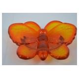 Vintage Viking Art Glass Amberina Persimmon Butterfly