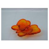 Vintage Viking Art Glass Amberina Persimmon Butterfly