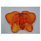 Vintage Viking Art Glass Amberina Persimmon Butterfly