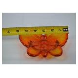 Vintage Viking Art Glass Amberina Persimmon Butterfly