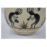 Vintage Mexican Hand Painted Sandstone Pottery Vase