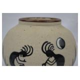 Vintage Mexican Hand Painted Sandstone Pottery Vase