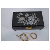 Wooden Mother of Pearl Jewelry Box with Bracelets