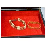 Wooden Mother of Pearl Jewelry Box with Bracelets