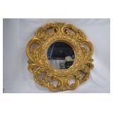 Ornate Gold Finish Round Decorative Mirror