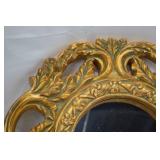 Ornate Gold Finish Round Decorative Mirror