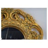 Ornate Gold Finish Round Decorative Mirror