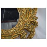 Ornate Gold Finish Round Decorative Mirror