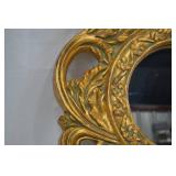 Ornate Gold Finish Round Decorative Mirror