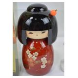 Japanese Kokeshi Doll and 3 Geisha Dolls