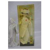 Japanese Kokeshi Doll and 3 Geisha Dolls