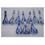 Lot of Chinese Blue & White Porcelain Soup Spoons