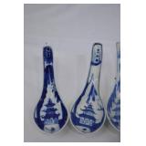 Lot of Chinese Blue & White Porcelain Soup Spoons