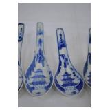 Lot of Chinese Blue & White Porcelain Soup Spoons