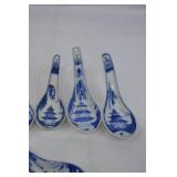 Lot of Chinese Blue & White Porcelain Soup Spoons