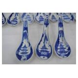 Lot of Chinese Blue & White Porcelain Soup Spoons