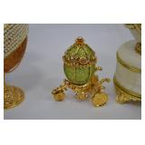 Lot of Wind-Up Musical Fabergé Egg Replica Jewelry Boxes