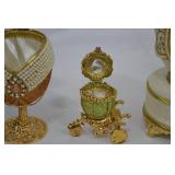 Lot of Wind-Up Musical Fabergé Egg Replica Jewelry Boxes