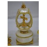 Lot of Wind-Up Musical Fabergé Egg Replica Jewelry Boxes