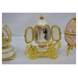 Lot of Wind-Up Musical Fabergé Egg Replica Jewelry Boxes
