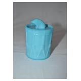 Antique Portieux Vallerysthal Pig on Drum Blue Opaline