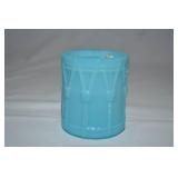 Antique Portieux Vallerysthal Pig on Drum Blue Opaline