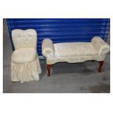 Upholstered Storage Bench and Vanity Chair