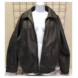 Vintage St Johns Bay | Black Leather Jacket Adult Large Full Zip Quilt Line